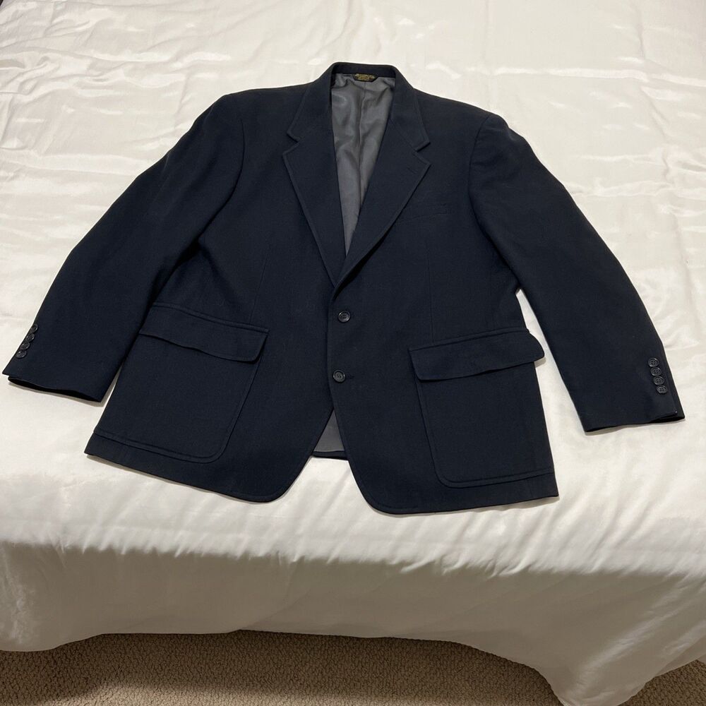 Vintage John Weitz Navy Wool USA Union Made Blazer Sport Jacket Mens XL